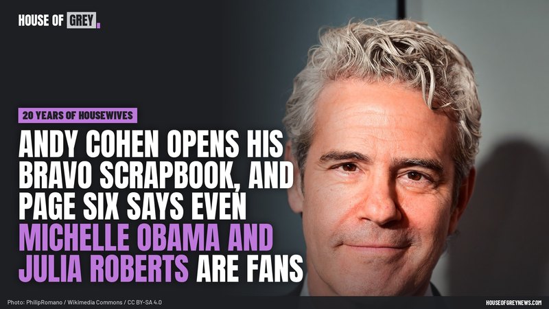 Andy Cohen with silver hair, a dark suit and a light blue shirt at the opening night of Other Desert Cities on Broadway in 2026