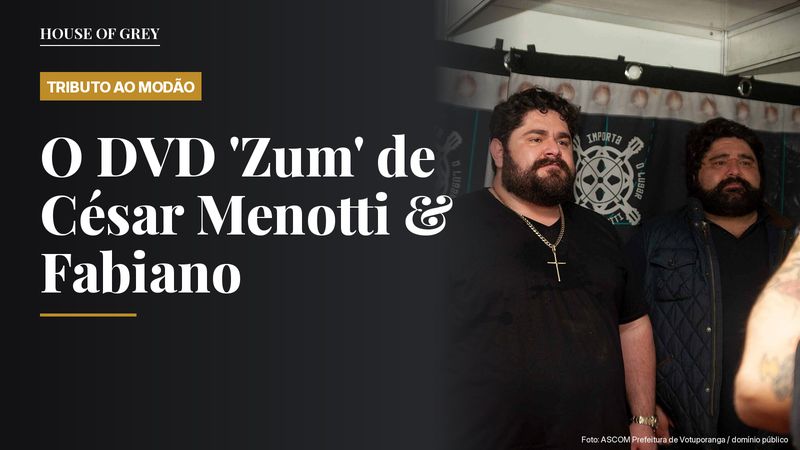 César Menotti e Fabiano de camisa preta no camarim do Expo Show de Votuporanga, em 2022