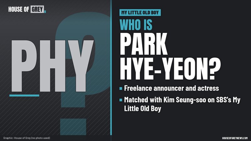 Type-only graphic reading Who is Park Hye-yeon? with notes on her My Little Old Boy match