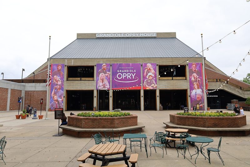 Entrance of the Grand Ole Opry House with Opry banners